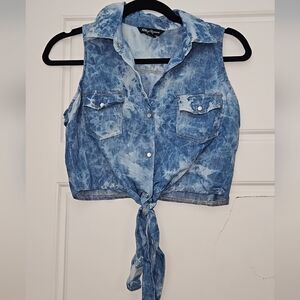 Streetwear Society Denim Print Crop Top